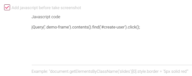 Execute javascript prior screenshot