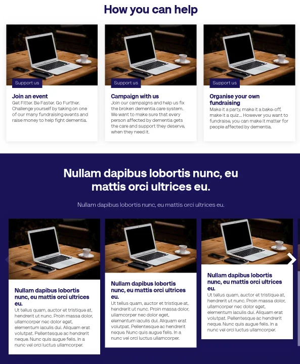 The same page after applying title, paragraph and image content fixtures