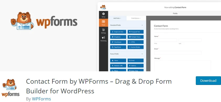 WPForms drag and drop form builder interface