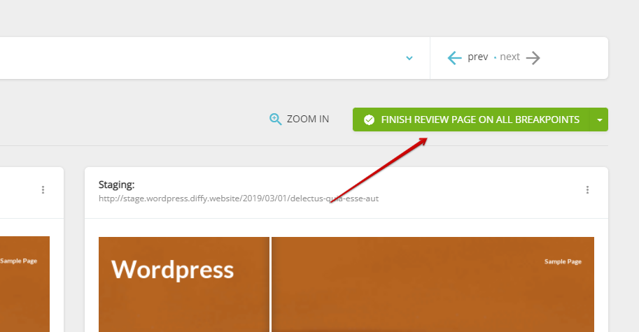 Finish reviewing a page - Diffy Visual Regression Tool