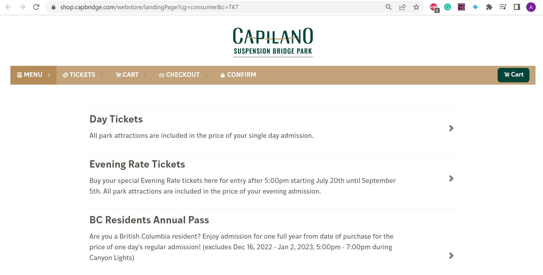 Capilano Bridge Day Tickets