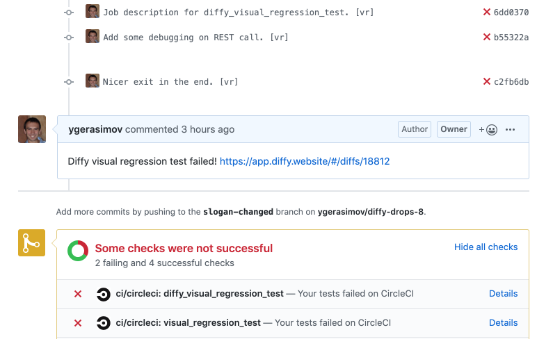 Diffy pull request message